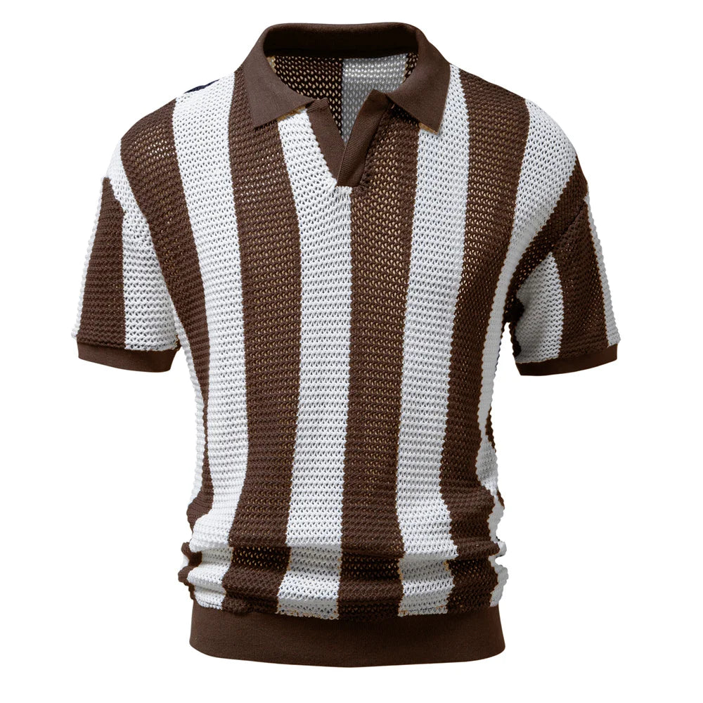 Herren Elegantes Gestreiftes Polohemd