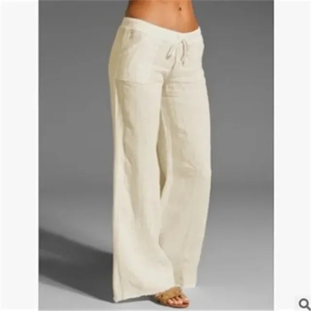 Luftige Damen-Leinenhose mit elastischem Bund
