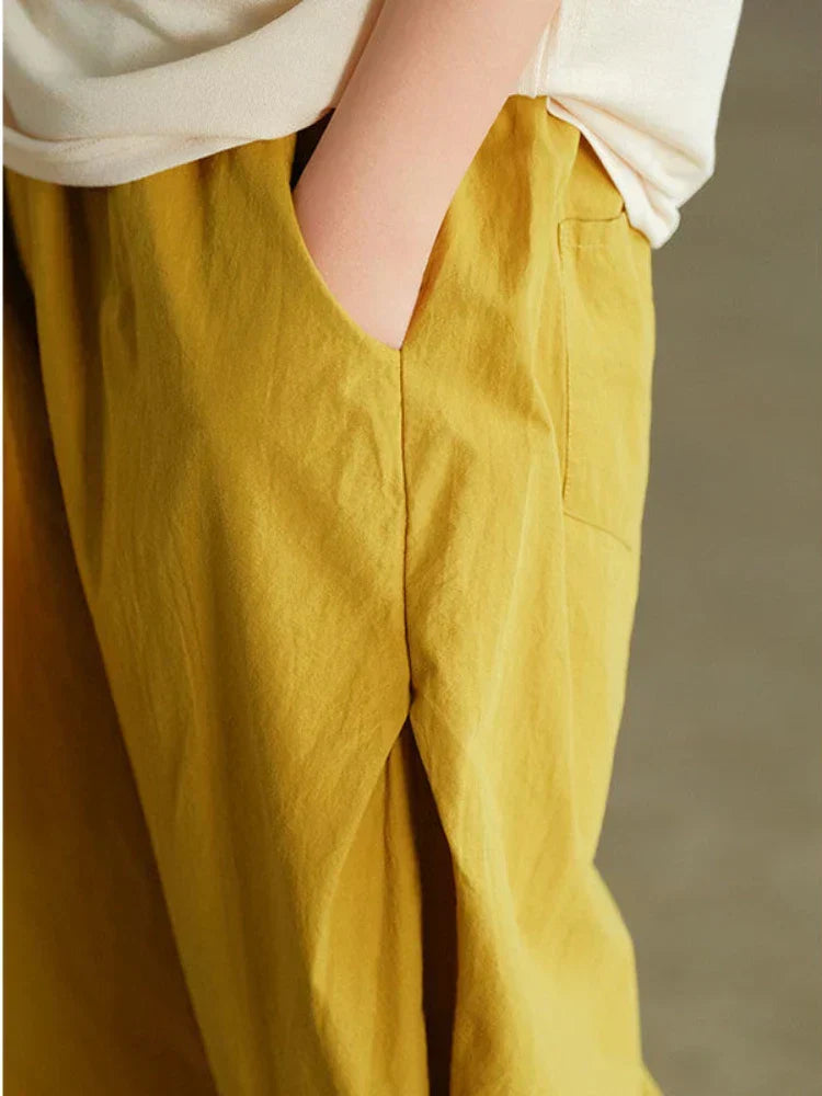 Damen Elegante Baumwoll-Sommerhose im Haremsschnitt