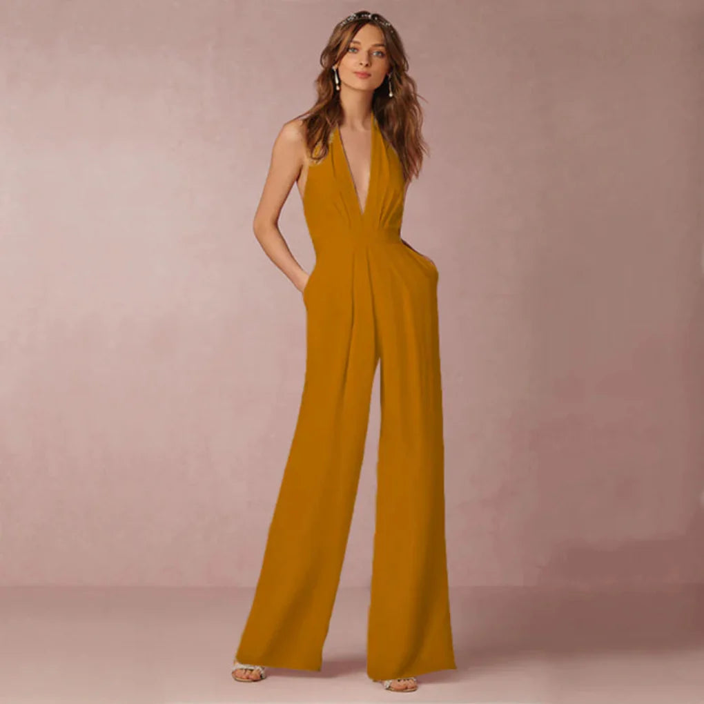 Rückenfreier Jumpsuit mit tiefem V-Ausschnitt