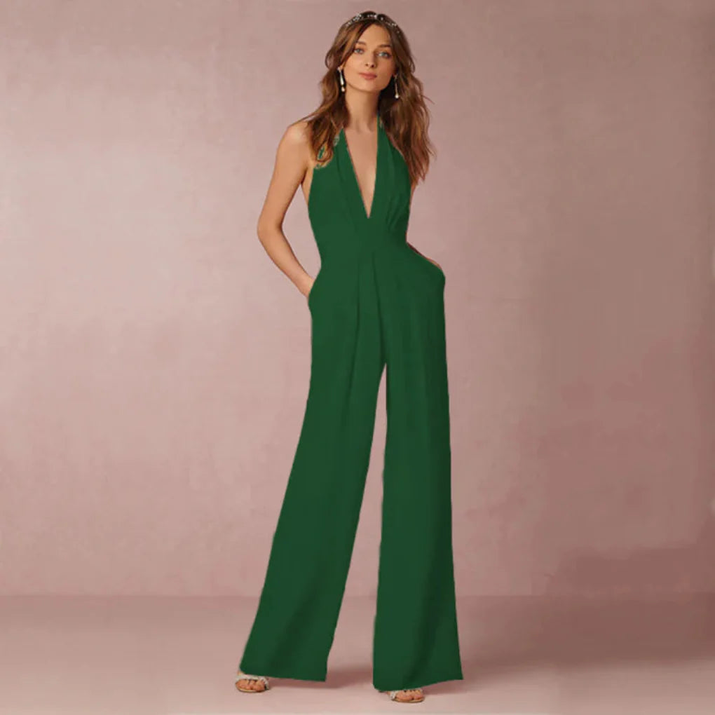 Rückenfreier Jumpsuit mit tiefem V-Ausschnitt