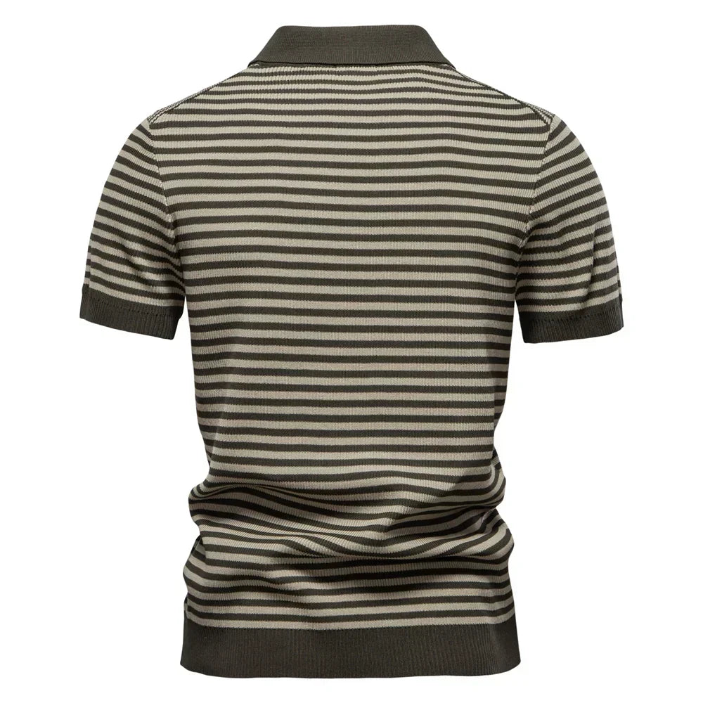 Herren Stilvolles Gestreiftes Polohemd mit Kragen