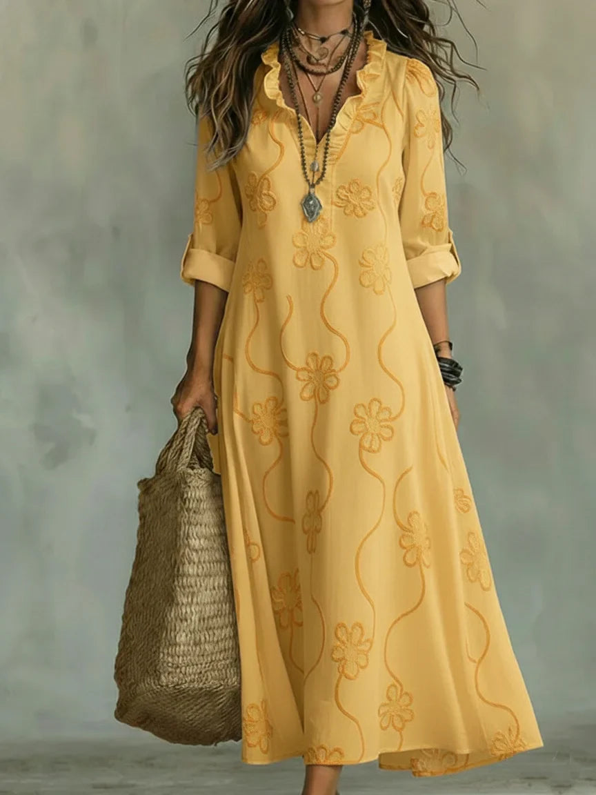Damen Langes Sommerkleid mit Blumenmuster