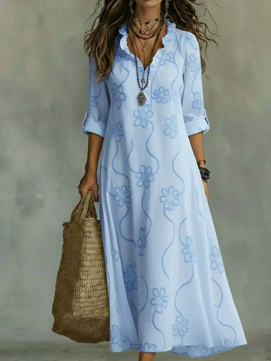 Damen Langes Sommerkleid mit Blumenmuster