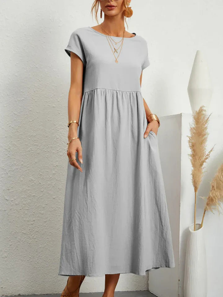 Vintage Baumwollkleid mit Rundhalsausschnitt