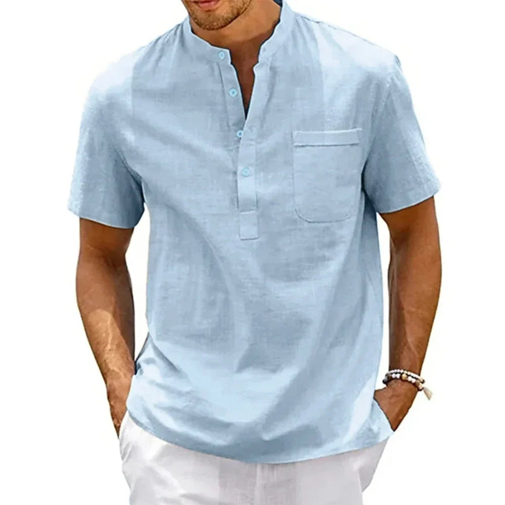 Herren Luftiges Henley-Shirt