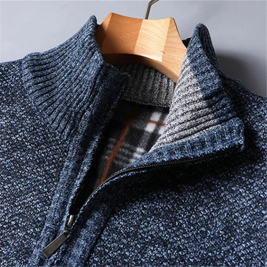 Herren Eleganter Quarter-Zip Pullover mit Fleecefutter