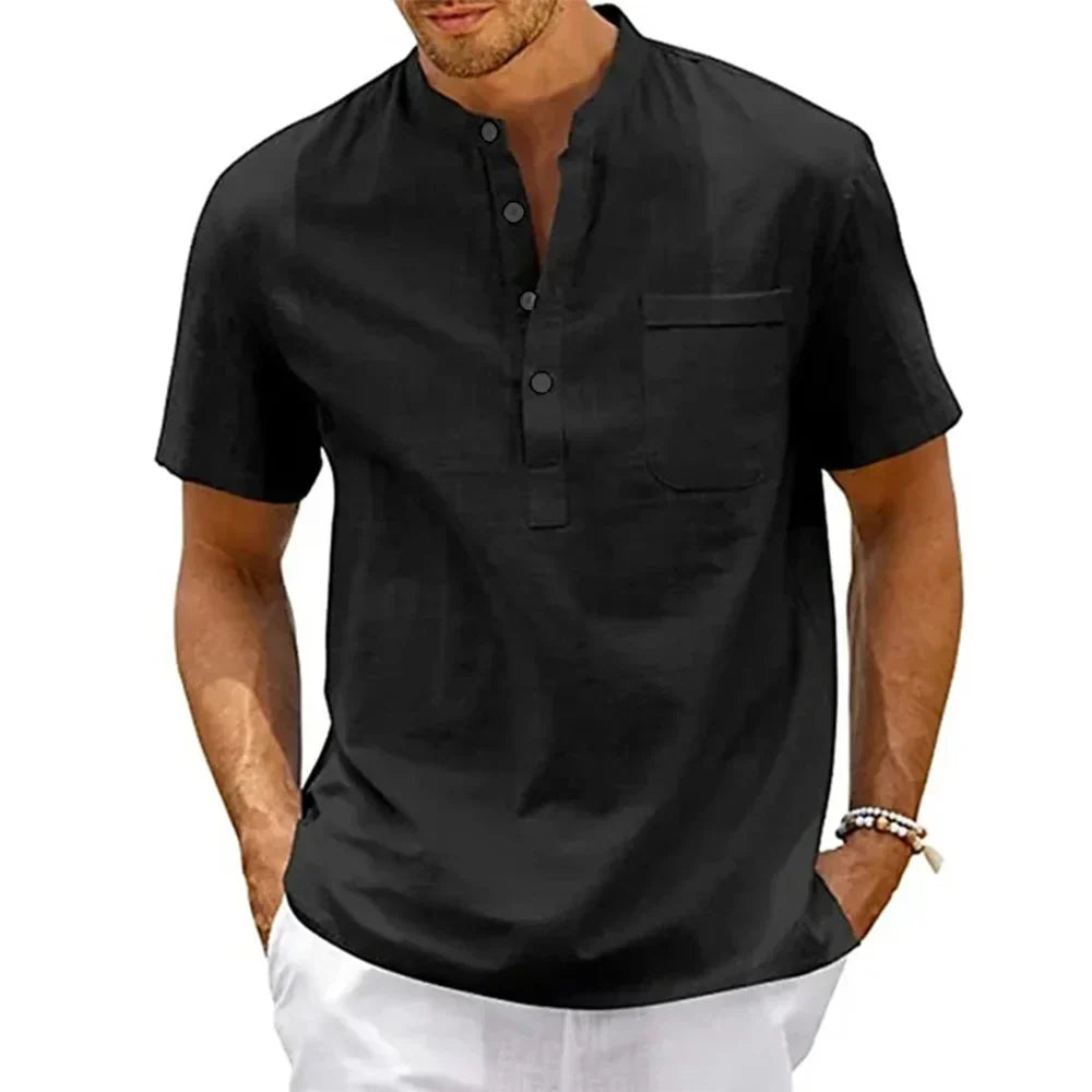 Herren Luftiges Henley-Shirt