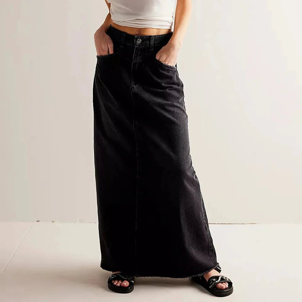 Jeansrock mit hoher Taille und gerader Passform
