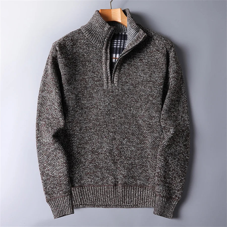 Herren Eleganter Quarter-Zip Pullover mit Fleecefutter