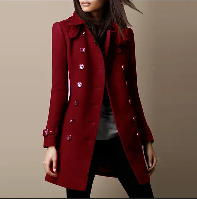 Damen Eleganter Trenchcoat mit Doppelter Knopfleiste