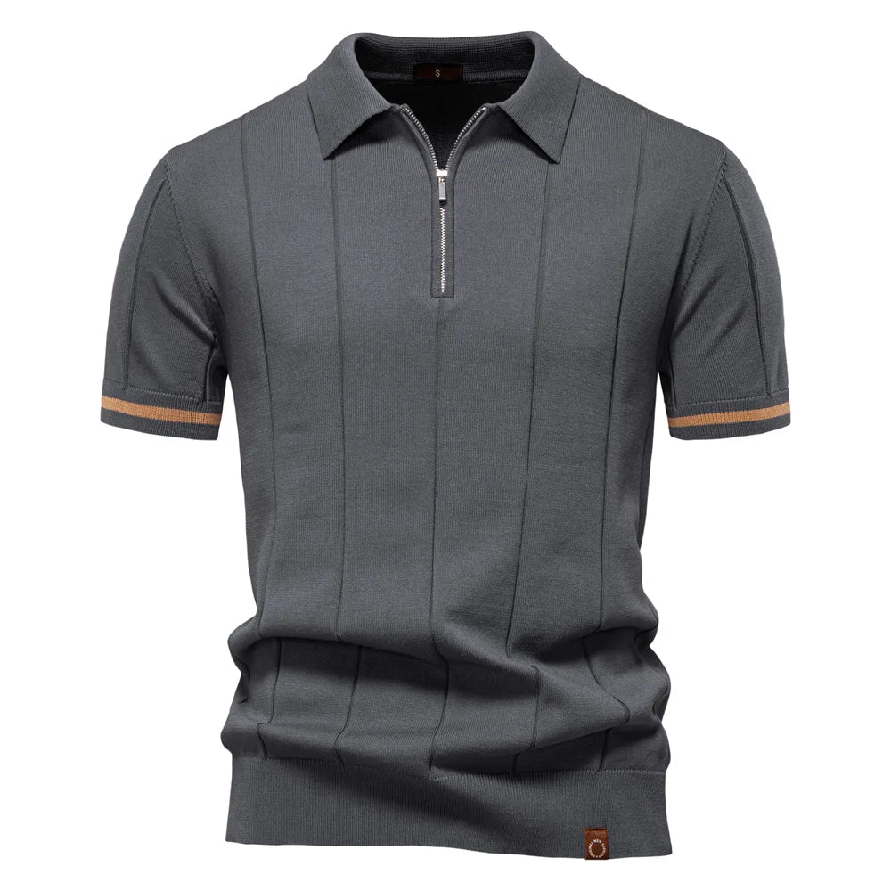 Herren Modernes Poloshirt mit Reißverschluss