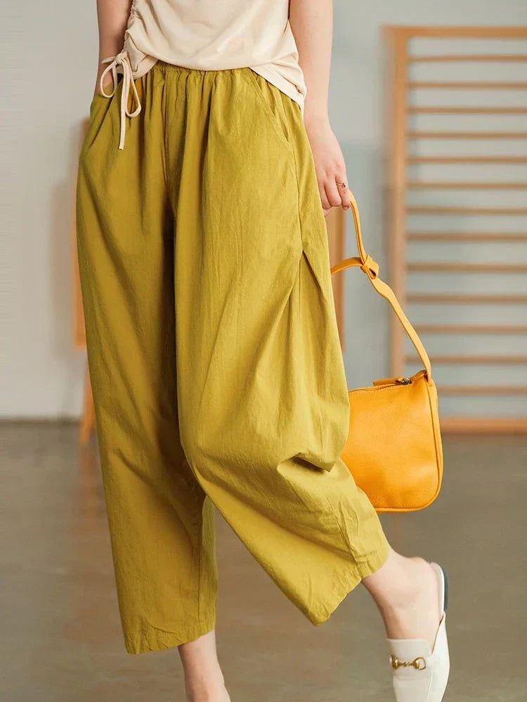 Damen Elegante Baumwoll-Sommerhose im Haremsschnitt