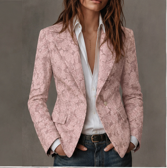 Damen Eleganter Taillierter Blazer mit Cashmere-Jacquard