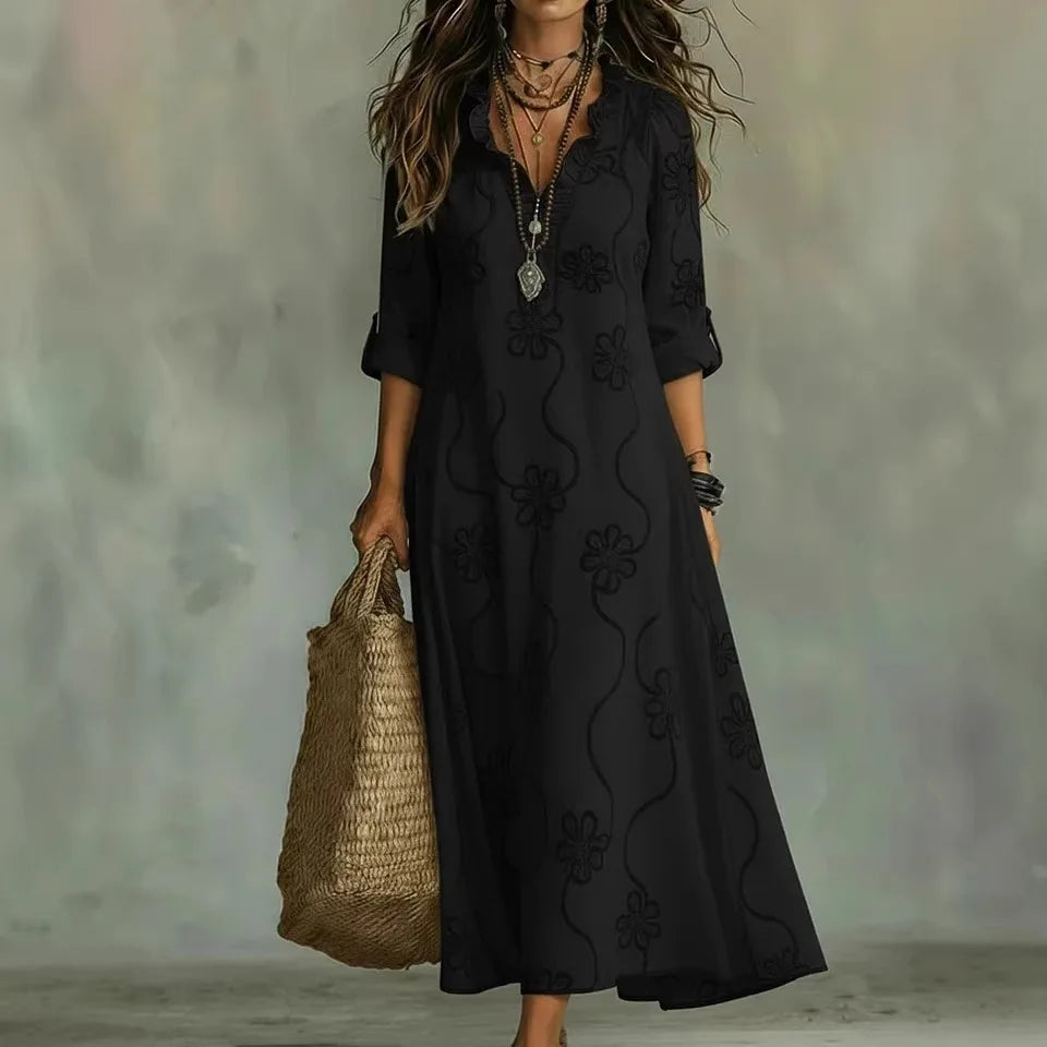 Damen Langes Sommerkleid mit Blumenmuster