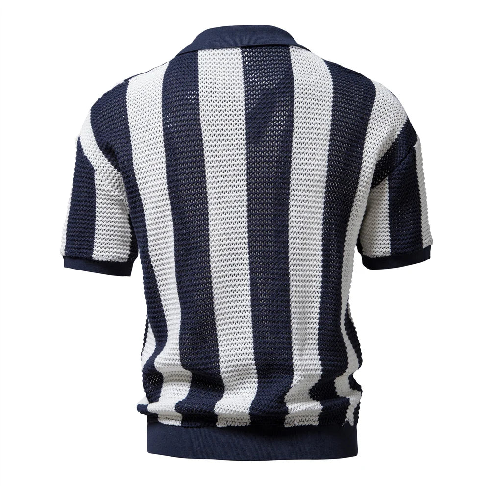 Herren Elegantes Gestreiftes Polohemd
