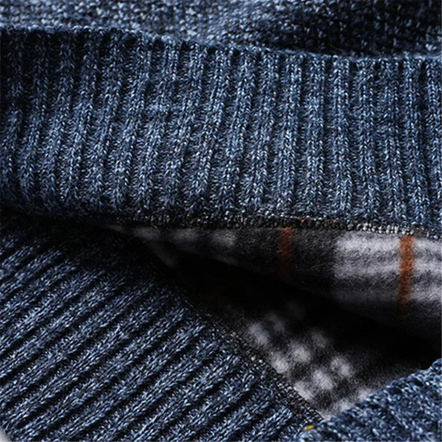 Herren Eleganter Quarter-Zip Pullover mit Fleecefutter