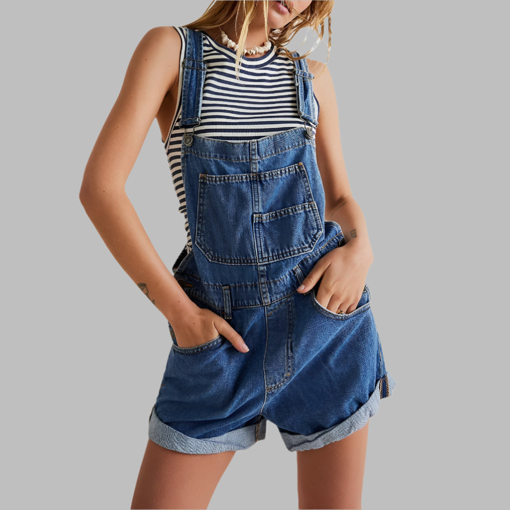 Ärmelloser Jeans-Overall im lässigen Chic