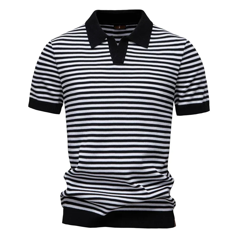Herren Stilvolles Gestreiftes Polohemd mit Kragen