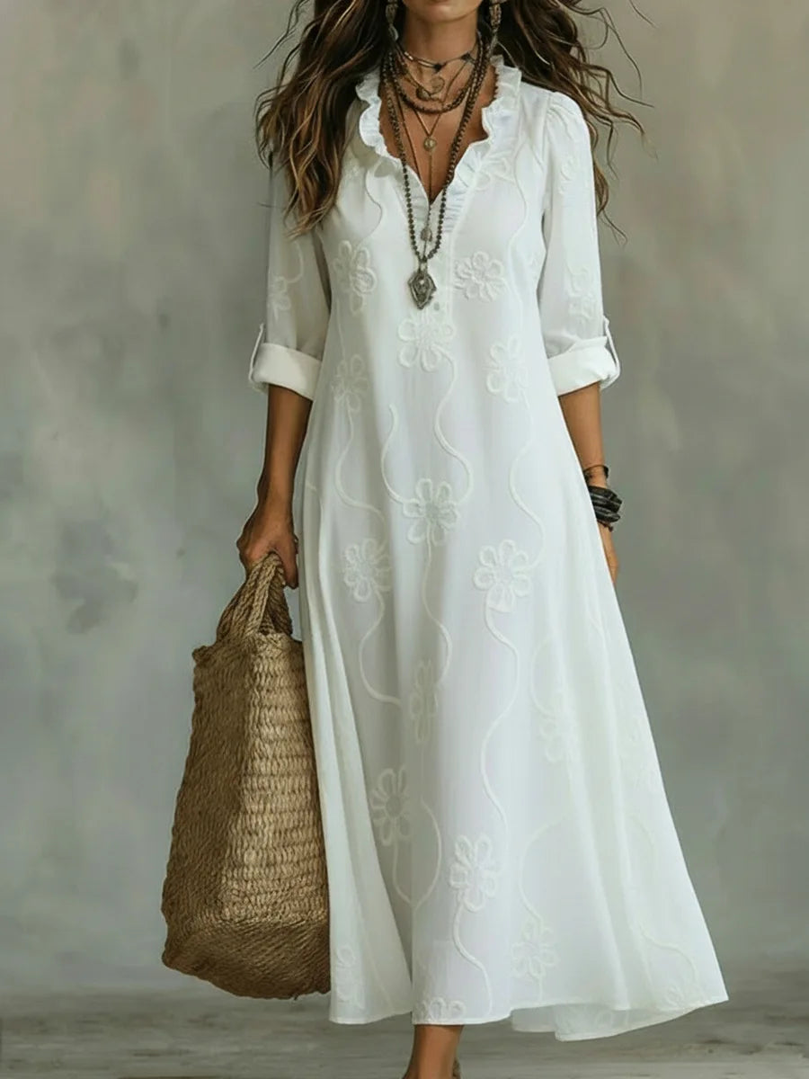 Damen Langes Sommerkleid mit Blumenmuster