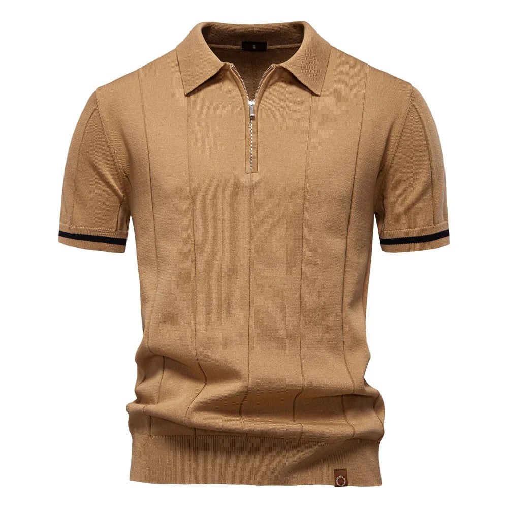 Herren Modernes Poloshirt mit Reißverschluss