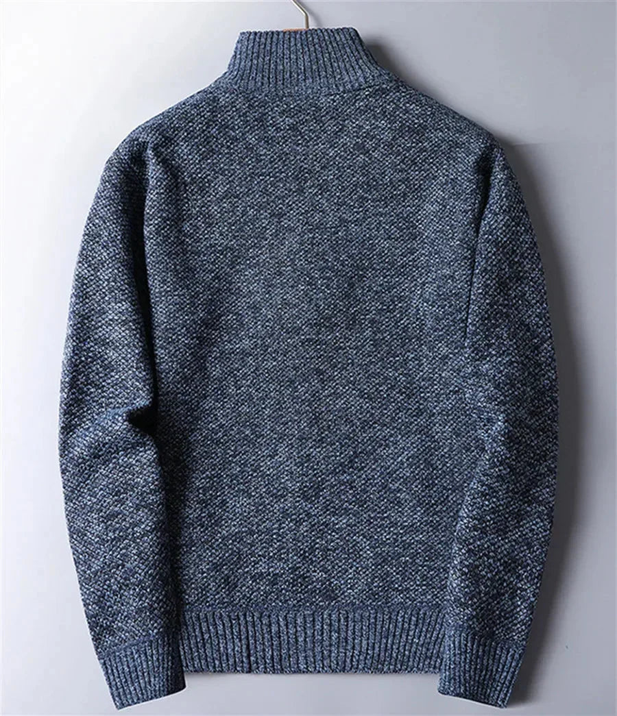 Herren Eleganter Quarter-Zip Pullover mit Fleecefutter