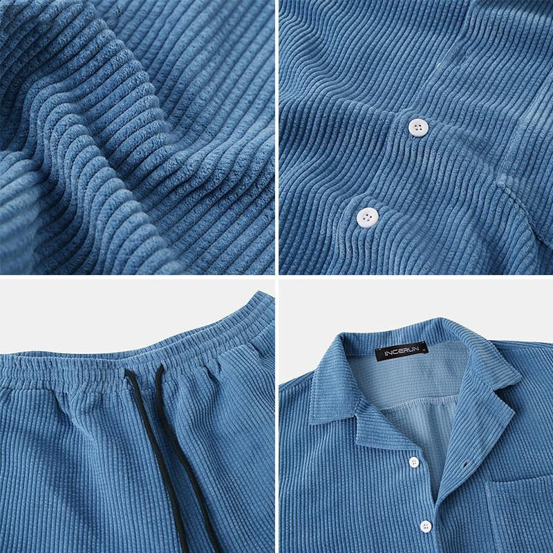 Geripptes Sommerkleidungsset für Herren. Müheloser Stil und Komfort für warme Tage