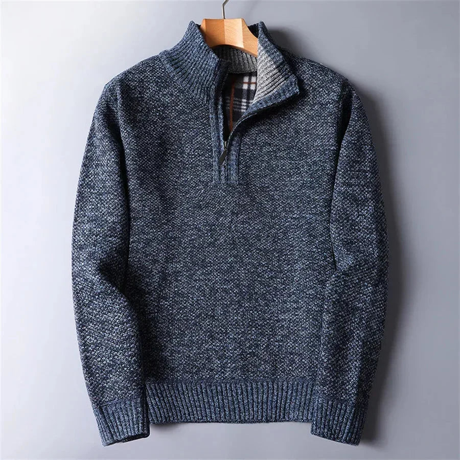 Herren Eleganter Quarter-Zip Pullover mit Fleecefutter