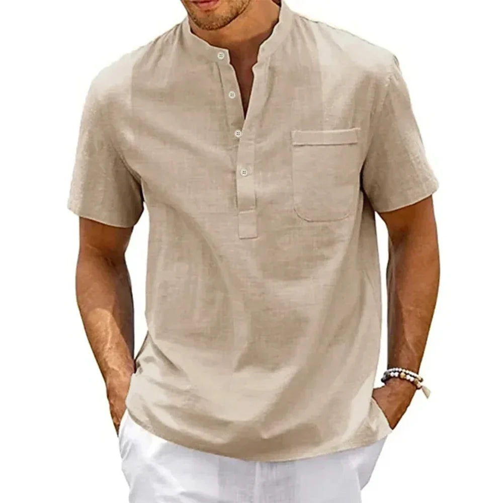 Herren Luftiges Henley-Shirt