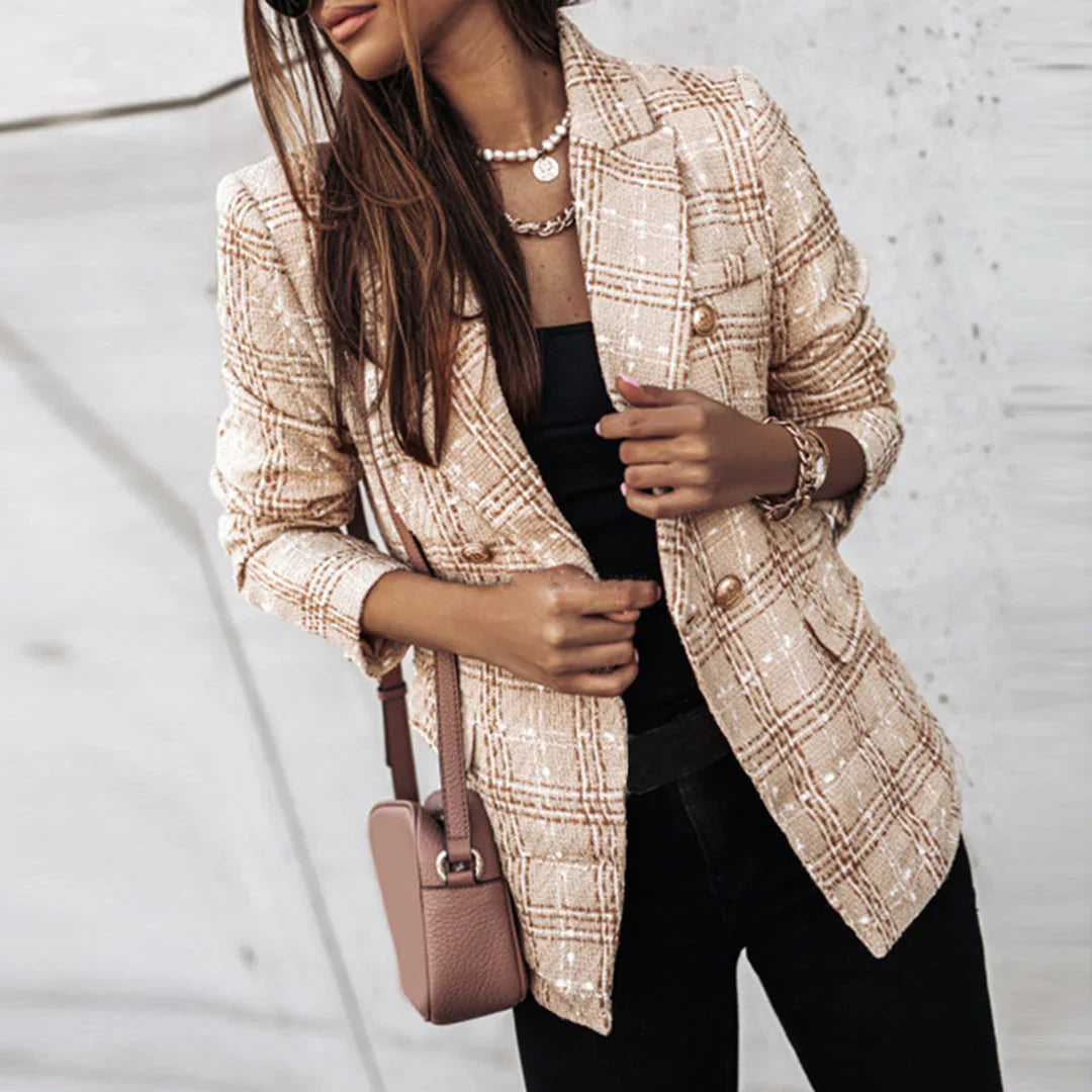 Damen Blazer mit Muster und goldenen Knöpfen