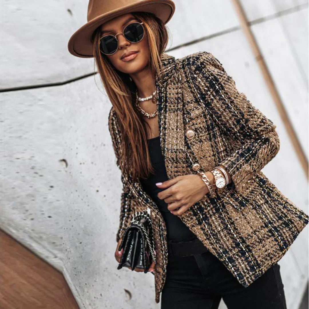 Damen Blazer mit Muster und goldenen Knöpfen