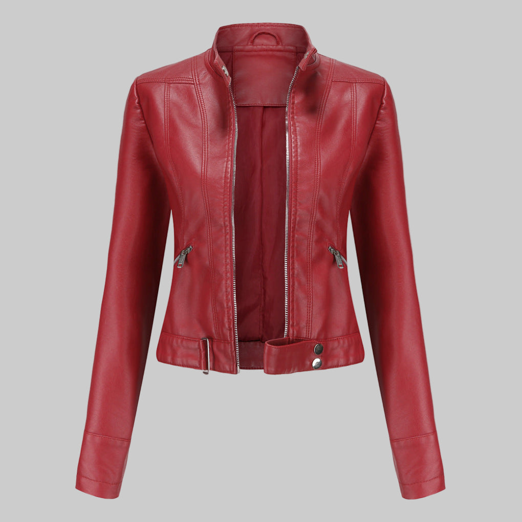 Damen-Lederjacke – Elegantes Statement-Oberbekleidungsstück