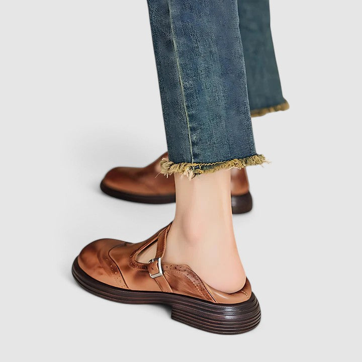Damen Elegante Vintage Mary-Jane-Schuhe