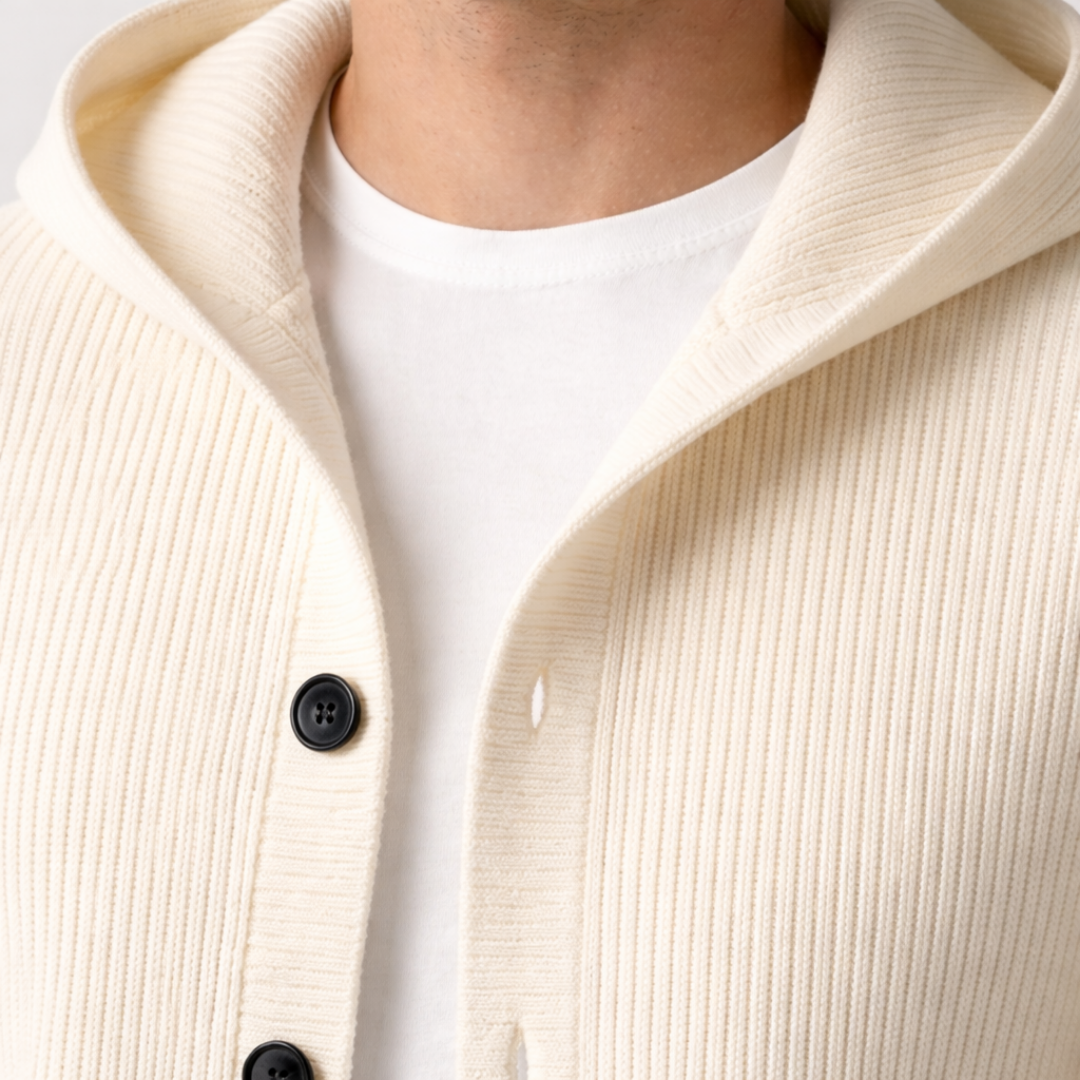 Herren Eleganter Strickcardigan mit Kapuze