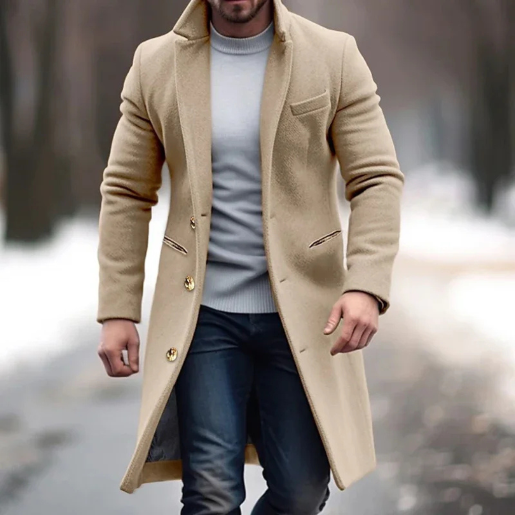 Men’s Wool-Blend Overcoat – Elegant Layer for Cooler Days