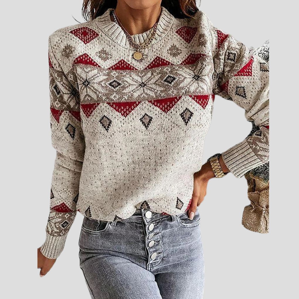 Langarmpullover mit geometrischem Print für Damen