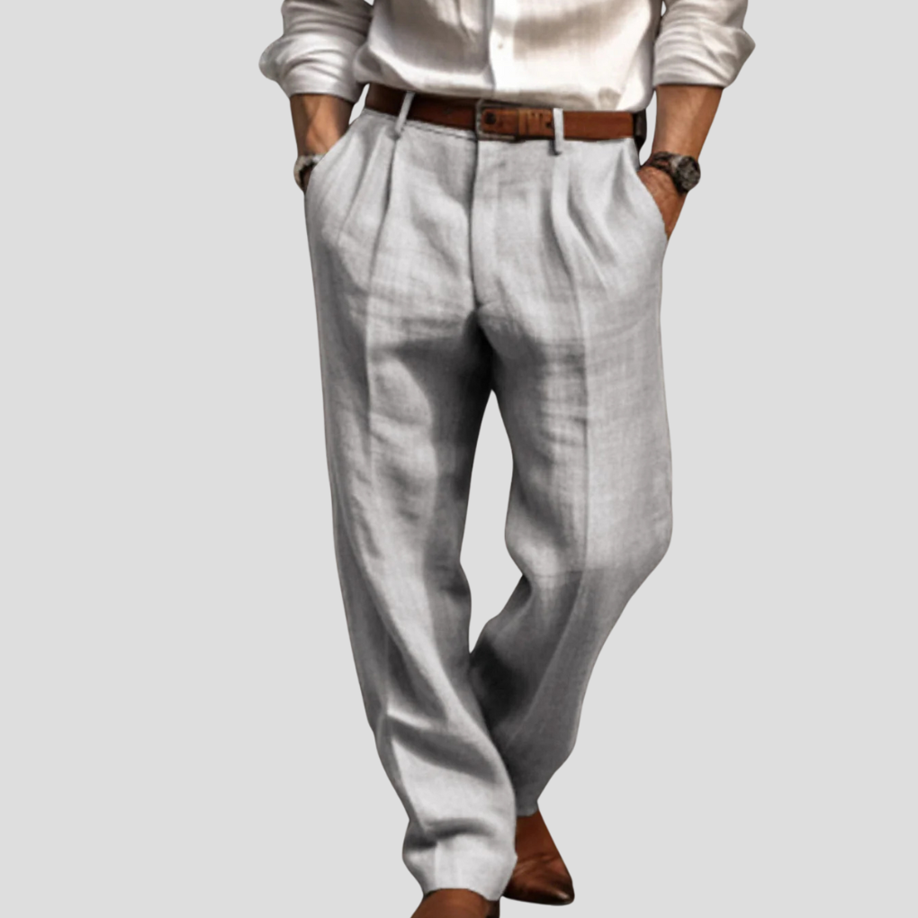 Herren-Bundfaltenhose aus Leinen