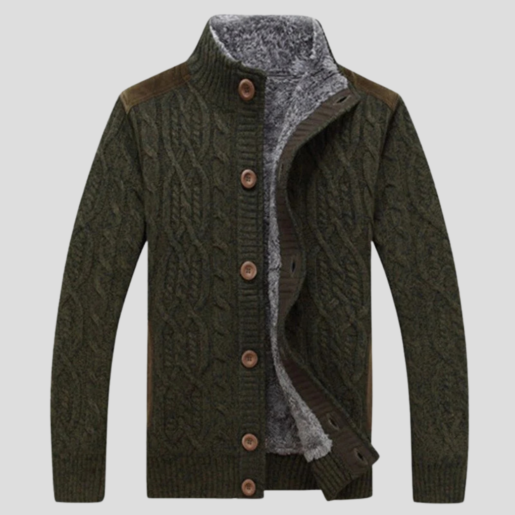 Plüschgefütterter Herren-Cardigan
