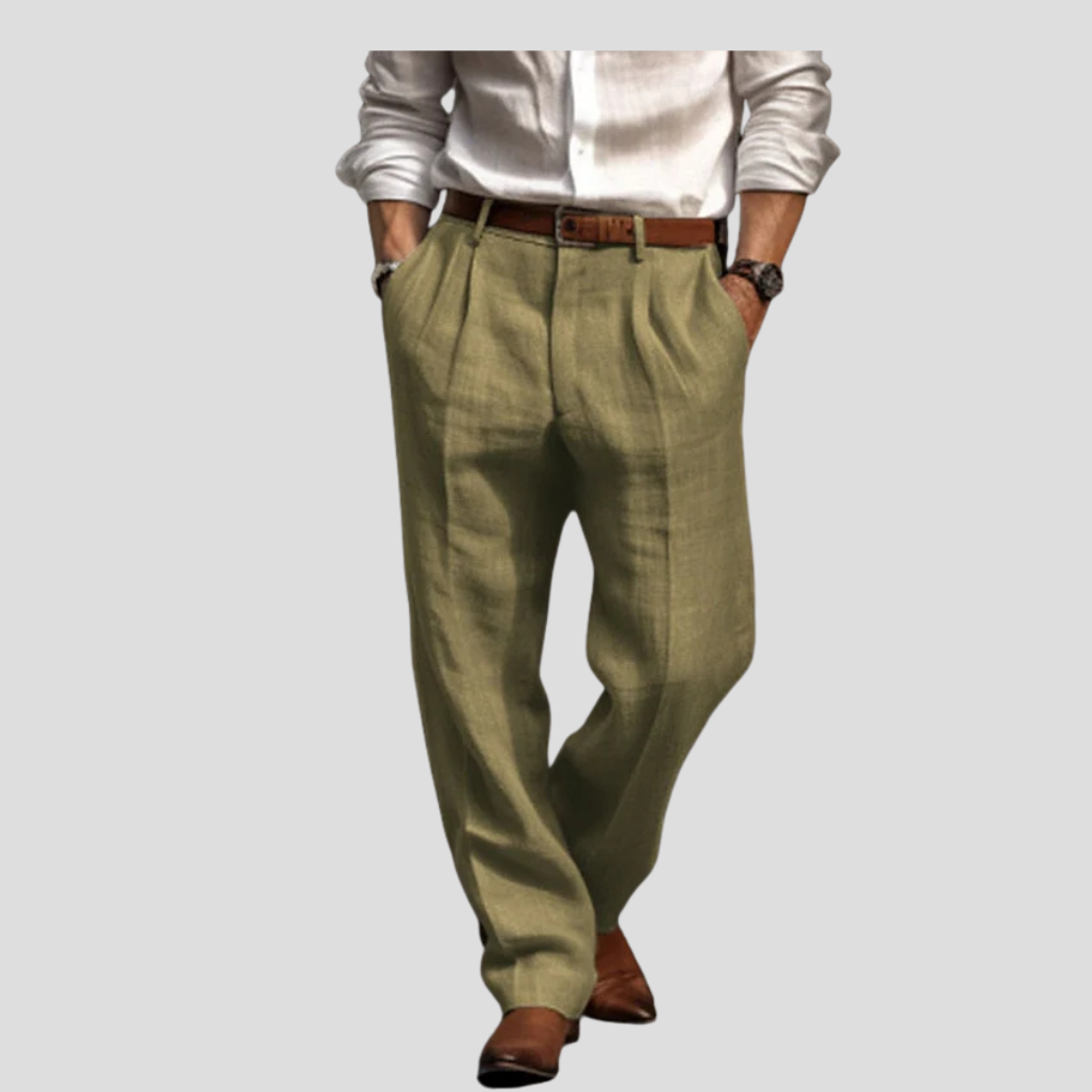 Herren-Bundfaltenhose aus Leinen