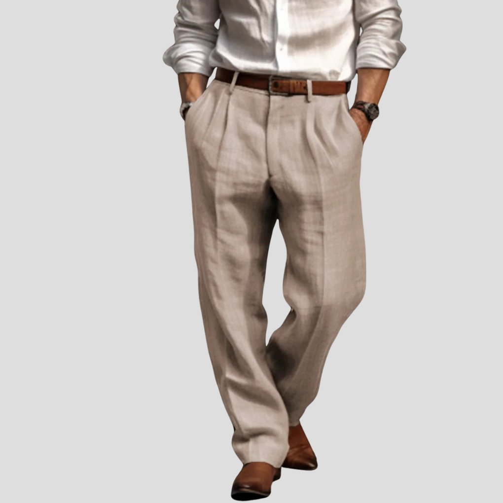 Herren-Bundfaltenhose aus Leinen