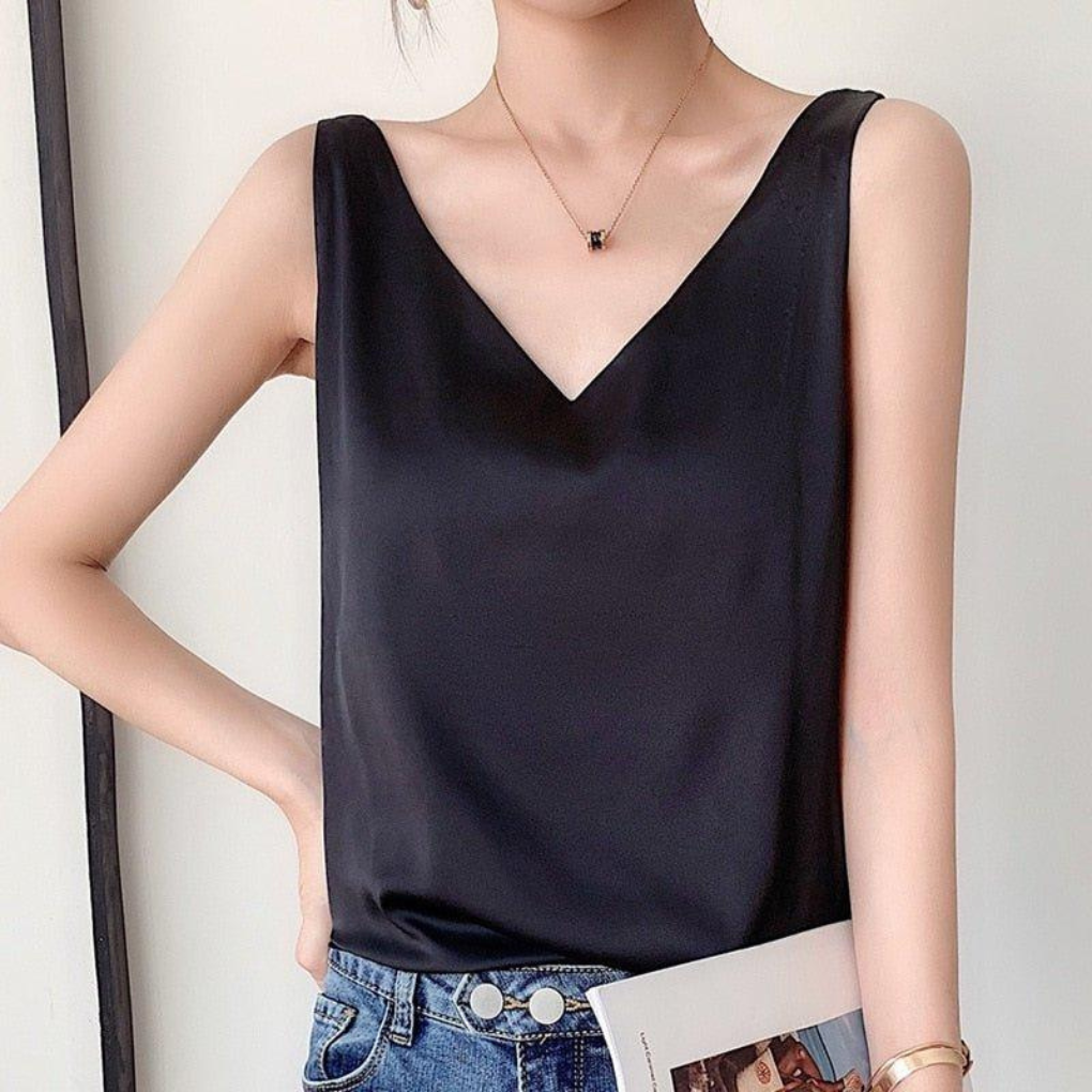Tanktop mit Seidenträgern