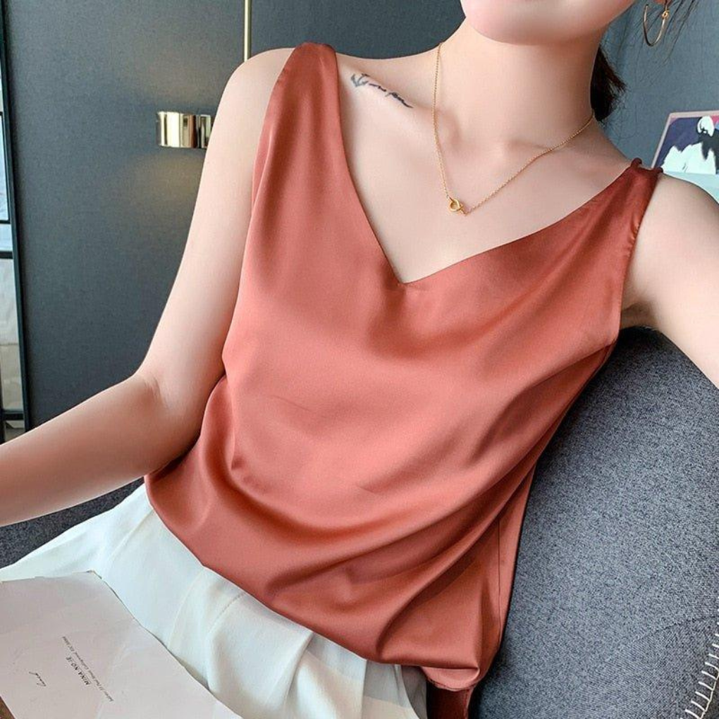 Tanktop mit Seidenträgern