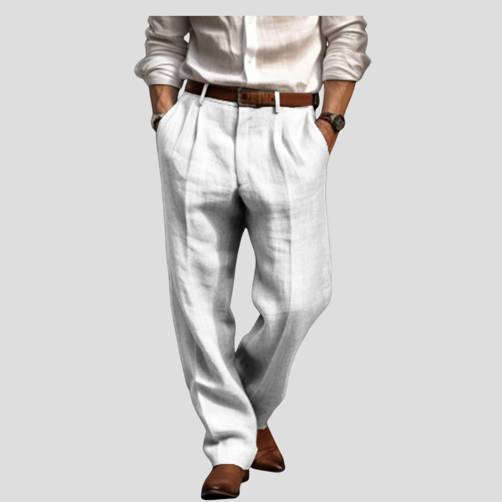 Herren-Bundfaltenhose aus Leinen