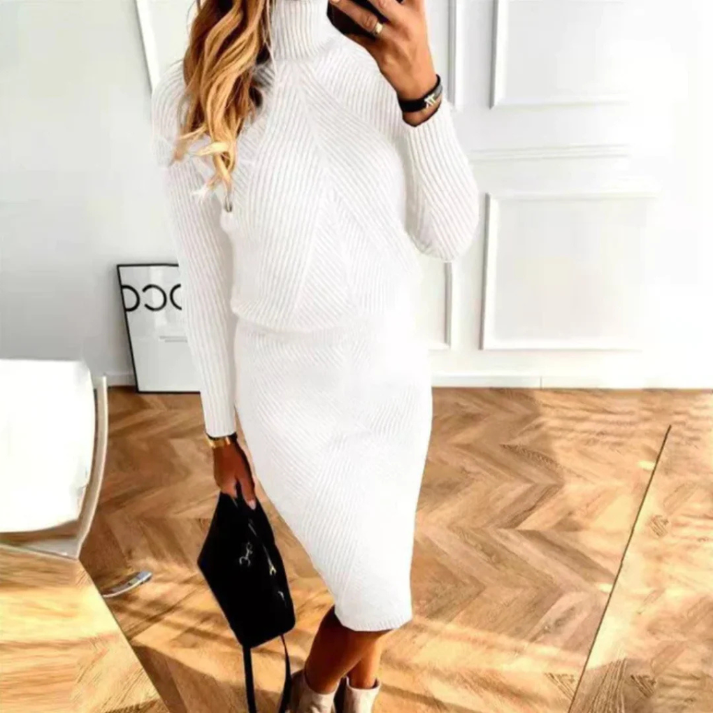 Damen-Strickkleid mit Rundhalsausschnitt