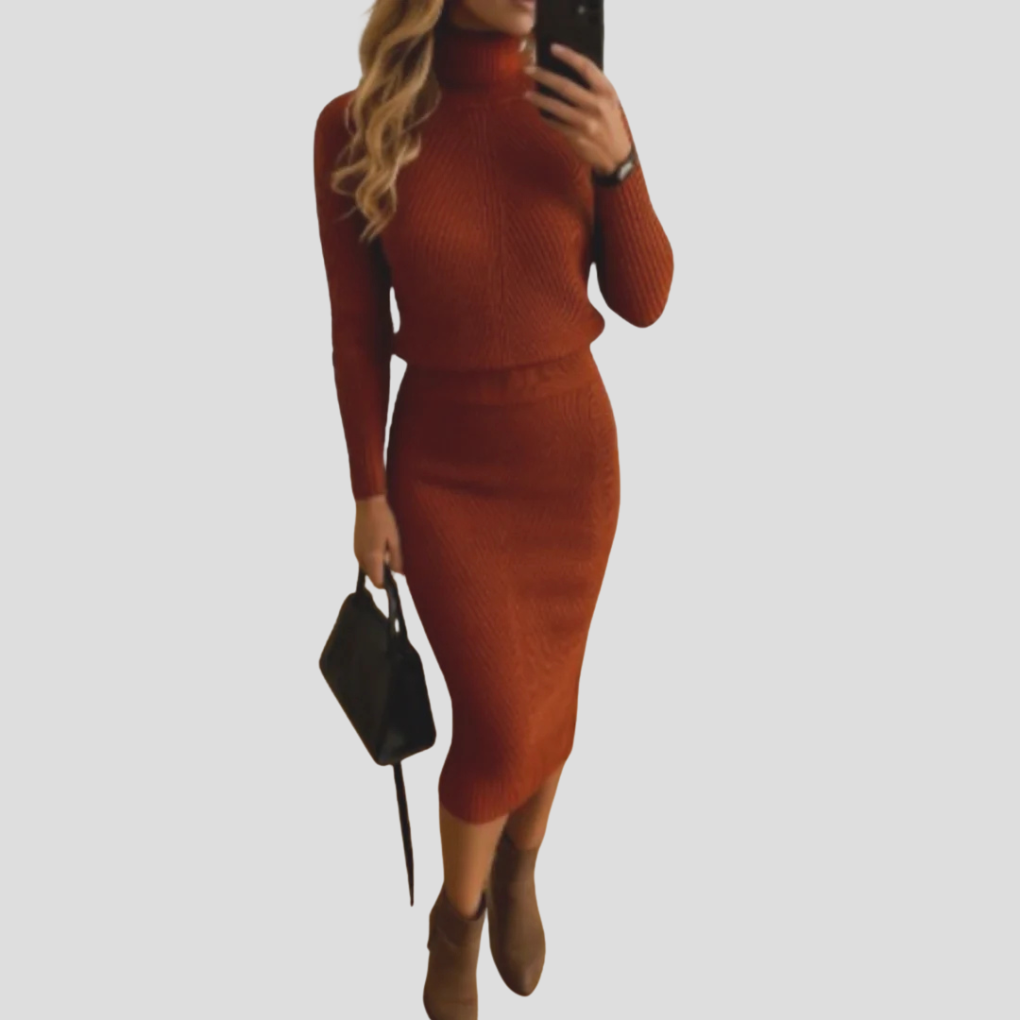 Damen-Strickkleid mit Rundhalsausschnitt