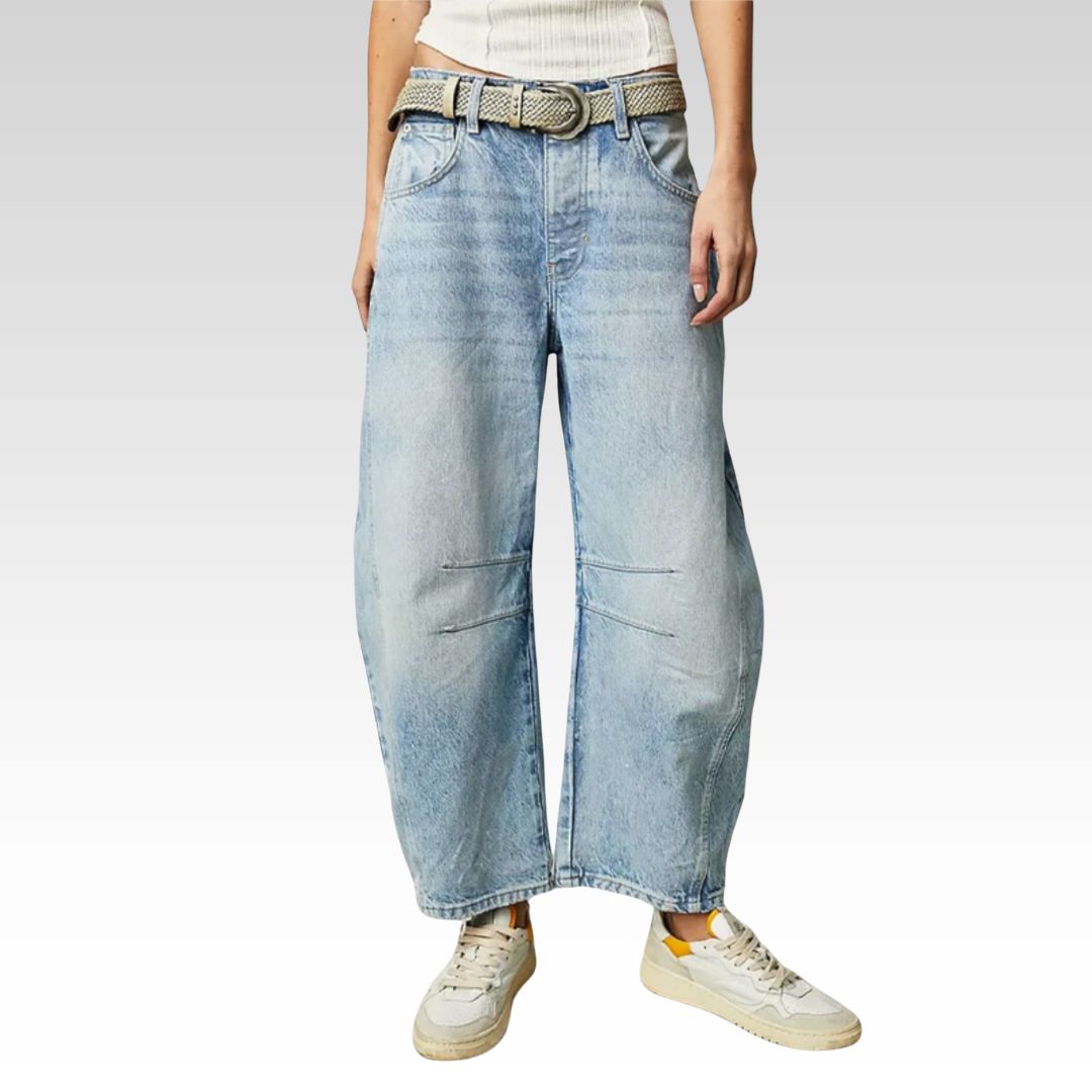 Damen Elegante Komfort-Jeans mit Weitem Bein