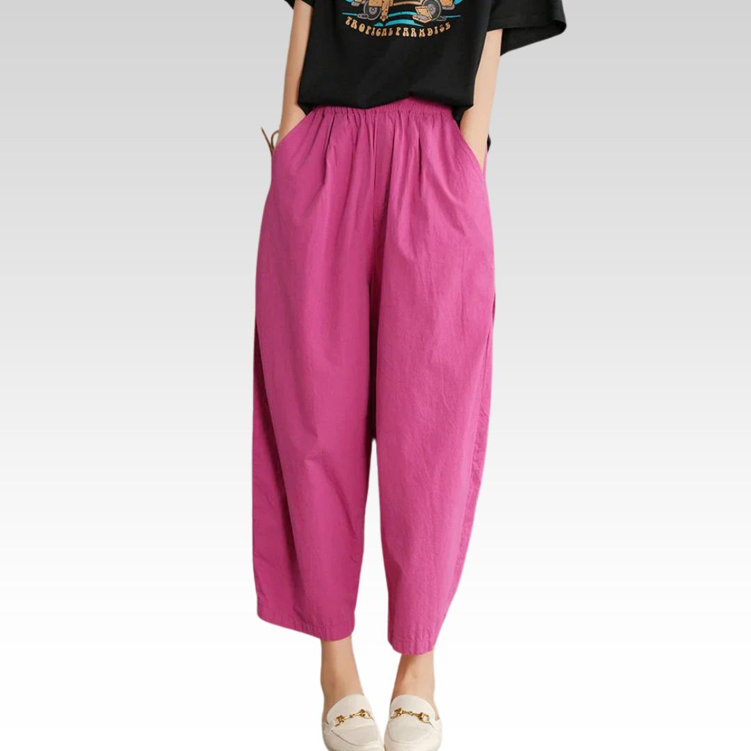 Damen Elegante Baumwoll-Sommerhose im Haremsschnitt