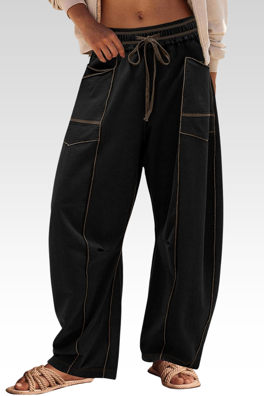 Damen Bequeme Weite Sommer-Loungehose mit Kordelzug
