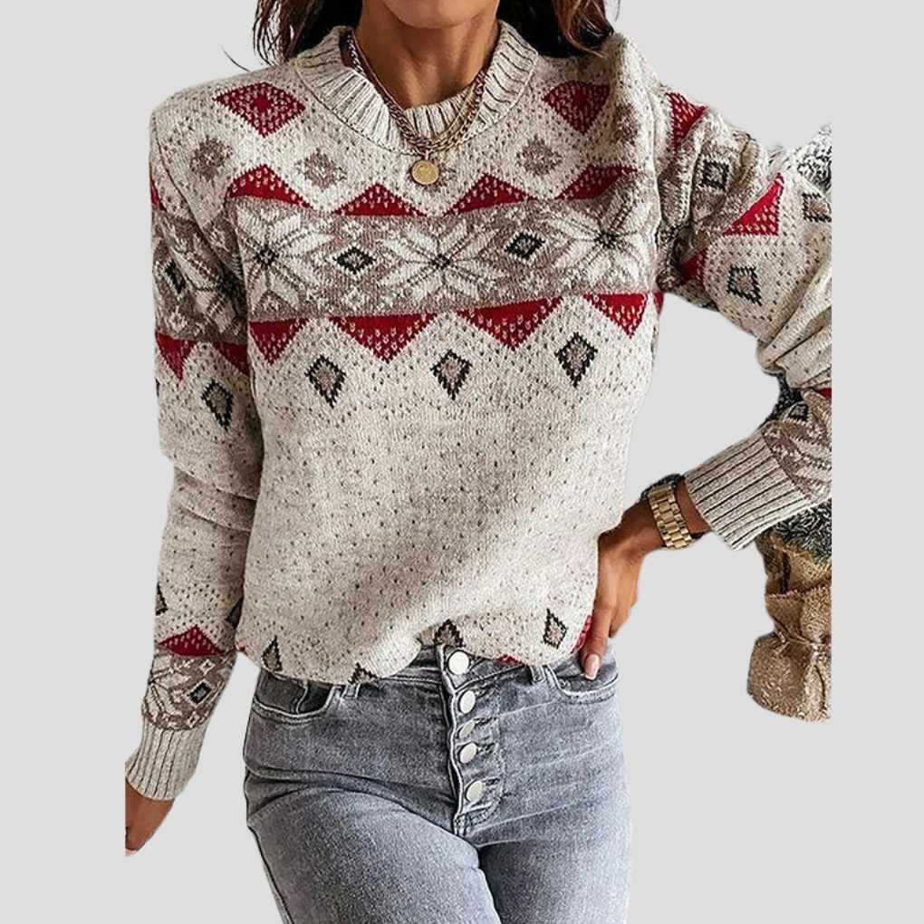 Langarmpullover mit geometrischem Print für Damen