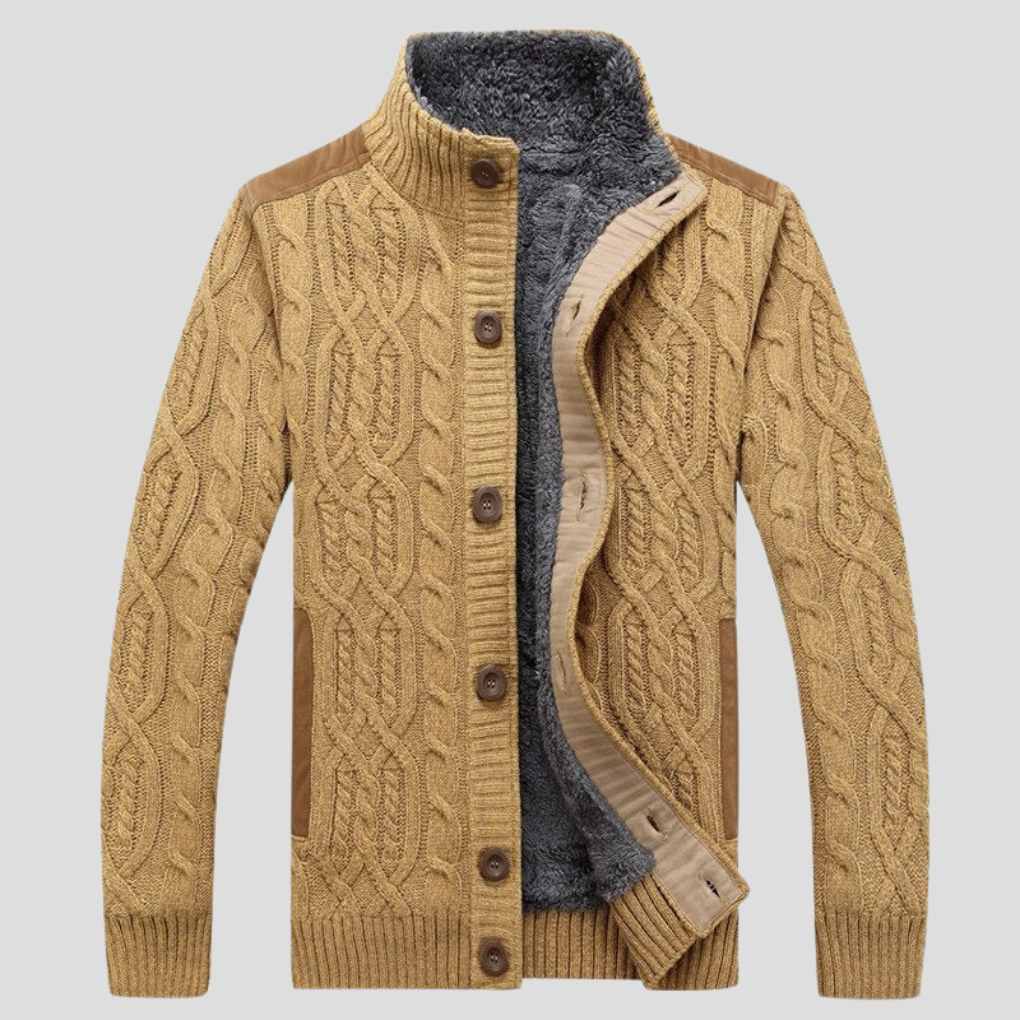Plüschgefütterter Herren-Cardigan